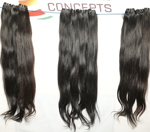 Venta al por mayor de pelo recto ondulado natural de color negro mechones de pelo Remy templo indio virgen extensiones de cabello humano para las mujeres - Product Image 5