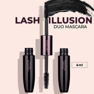 Máscara de Pestañas Lash Illusion Duo - Larga Duración, Resistente al Agua, Fibra Vegana para Alargar y Rizar las Pestañas - Product Image 1