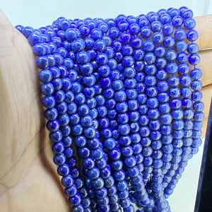 Piedra de lapislázuli azul natural Collar de piedras preciosas con cuentas redondas lisas Proveedores semipreciosos pulidos a precio mayorista - Product Image 3