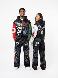 Conjunto Deportivo de Moda con Estampado de Camuflaje y Parches, con Sudadera con Capucha y Pantalones Anchos, Ropa Urbana para Exteriores, Conjunto de Dos Piezas con Bordado - Product Image 3