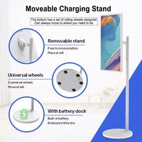 Pantalla Táctil LED Inteligente de 21.5 Pulgadas, 4K, 120Hz, Blanca, Portátil, con Soporte Móvil, Batería, para Fitness, Hogar, Oficina, WiFi, Audio