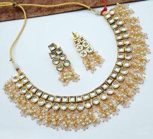 ENSEMBLE DE BIJOUX INDIENS TRADITIONNELS ET À LA MODE EN CUIVRE ENSEMBLE DE BIJOUX DE MARIAGE POUR FEMMES BOUCLES D'OREILLES ET COLLIER - Product Image 1