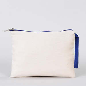 Bolso de mano de algodón azul oscuro con cremallera, 8x6, bolsa en blanco - Product Image 1