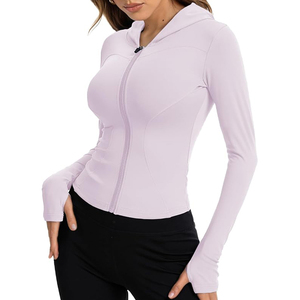 Custom Logo Stand Collar Long Sleeve Yoga <b>Jacket</b> for Women, Breathable <b>Zip</b> <b>up</b> Workout Top for Running, Fitness & Pilates - Product Image 5