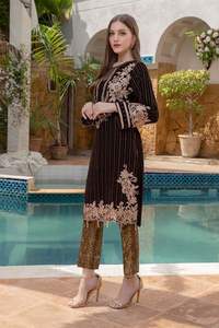2023 último indio pakistaní elegante bordado pesado Kurta pantalón vestido lentejuelas encaje botón lavable diamantes para fiesta/boda - Product Image 2