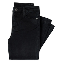 Jeans de Tiro Alto con Corte de Campana, Mezclilla Elástica Negra, Corte Ajustado, Estilo de 5 Bolsillos, Jeans de Moda para Mujer Cómodos y Elegantes
