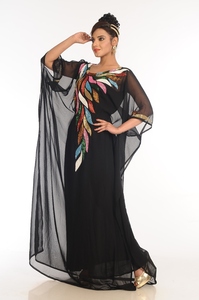 Black Embroidered Georgette Islamic <b>Kaftan</b> - Product Image 5
