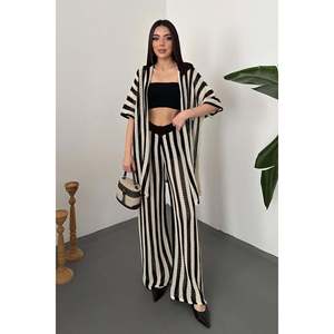 Brown Striped <b>Knit</b> <b>Set</b> - Brown - Product Image 1