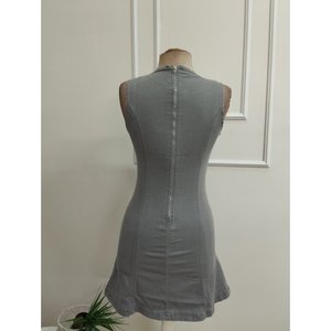Robe courte en jean à épaules dénudées et col rond pour femme, 36584 - Gris - Product Image 5