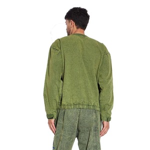 Sweat-shirt à col rond surdimensionné pour homme, vert uni, en coton tricoté, pull décontracté, vêtements d'automne, prix de gros - Product Image 3