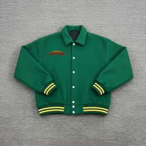 Chaqueta Bomber Universitaria de Invierno, Estilo Urbano, con Logotipo Bordado Personalizado, Mangas de Cuero de Pescado, Alta Calidad - Product Image 3