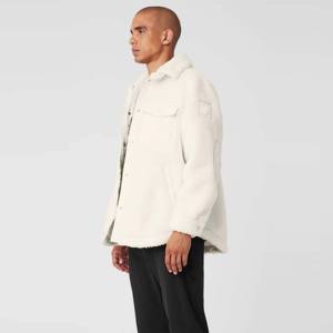 Mens <b>Sherpa</b>-<b>Lined</b> Fleece Jacket - Comfortable and Insulated Full-Zip Outerwear, Ideal for Cold Weather - Product Image 4