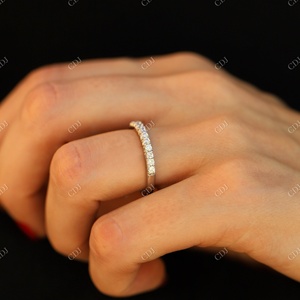 Banda de boda de moissanita para mujer, oro blanco de 14k, con 11 piedras, joyería de moda - Product Image 4
