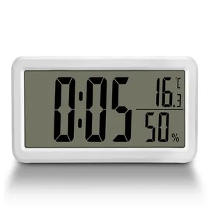 Đen kỹ thuật số Đồng hồ báo thức Nhiệt kế đo độ ẩm mét LED trong nhà điện tử độ ẩm Màn hình máy tính để bàn bảng đồng hồ cho nhà