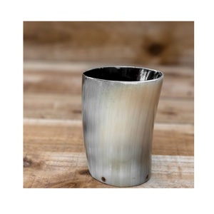 Tasse en corne et verre authentique fait à la main rustique poli naturel artisan potable ensemble parfait pour les fêtes médiévales bar et décor - Product Image 1
