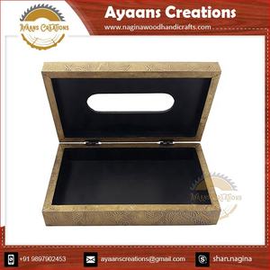 <b>Tissue</b> <b>Box</b> Wooden Handcrafted 8X5X2cm Sized Natural Wood Made <b>Tissue</b> <b>Box</b> With Premium Looking Velvet Interior Wooden (AC 9622) - Product Image 4