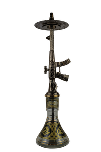 Authentic Khalil Maamoon Modern Brass Heavy Metal Rifle Hookah-5.2kg Gun Design Shisha Set with 2.8kg Metal Core - Product Image 4