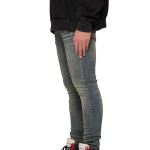 Custom Hip Hop Cotton Stripe Regular Fit Color Heavyweight Straight Wide Leg Jeans Denim <b>Pants</b> for Men - Product Image 3