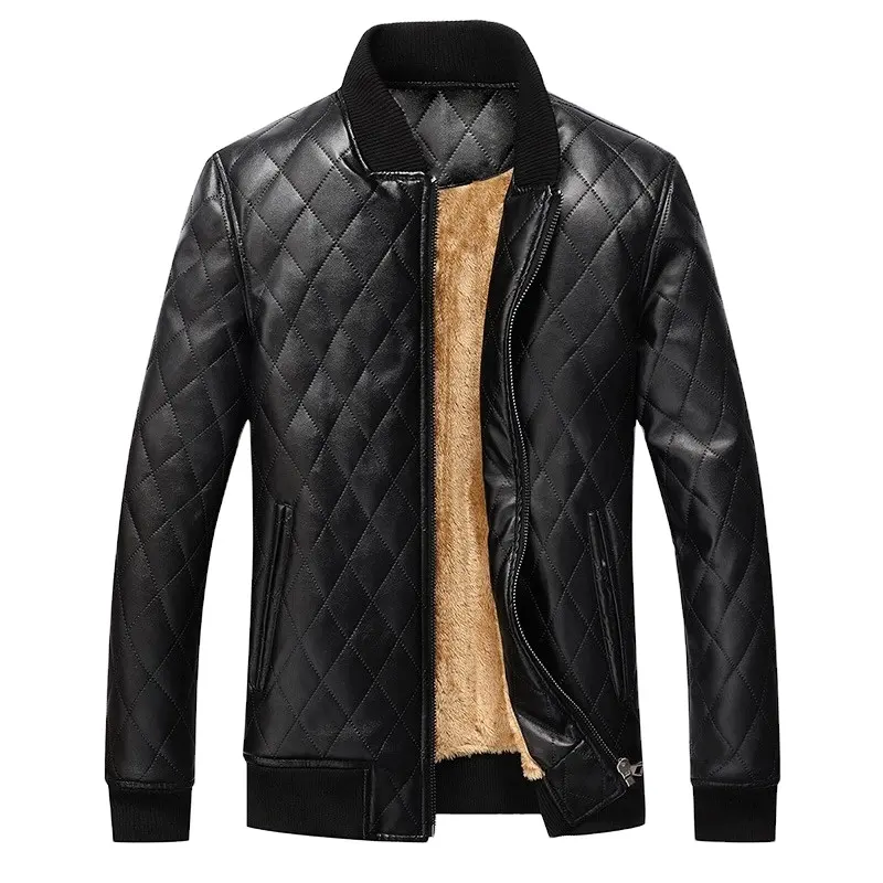 New Winter Men's Leather Jackets Thermal Thick Coat Male Fleece Jacket Motorcycle Outwear Men's Brand Clothing