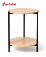 Table basse ronde KD en gros, 2 niveaux, avec structure métallique et plateau en MDF, table d'appoint avec étagère de rangement pour salon, chambre et maison