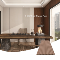 Panneau mural triangulaire imperméable en grain de bois brun, grade E0 B1, pour la décoration murale des chambres de villas et d'hôtels modernes et luxueux