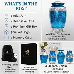 Elegant Cremation <b>Urn</b> Set of 1 <b>Large</b> <b>Urn</b> for Ashes And 4 Small <b>Urns</b> for Humans - Product Image 5