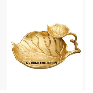 Fantaisie décoratif 2024 le plus vendu NOUVEAU DESIGN plaqué or forme de feuille CHIP AND DIP Bowl - Product Image 1