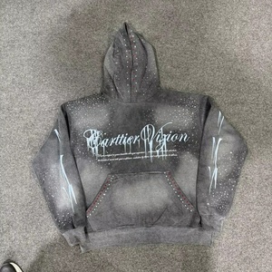 Sudadera con Capucha Personalizada Unisex de Moda, con Pedrería, Impresión Digital, 100% Algodón, Oversize, de Invierno, con Mangas Acampanadas, Ecológica, 310g - Product Image 2