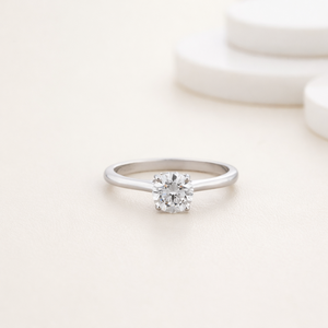 IGI Certified Round Lab Created Diamond Engagement <b>Ring</b> 9K White / Rose & Yellow Gold Classic Solitaire <b>Ring</b> - Product Image 1