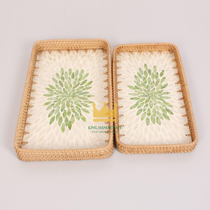 ถาดหวายหวายธรรมชาติแบบเวียดนามถาดเสิร์ฟสำหรับเครื่องครัวอุปกรณ์ตกแต่งบ้านงานฝีมือ - Product Image 3