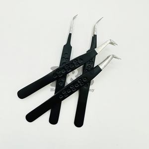 HOOPER COMPANY Pince à épiler professionnelle pour extensions de cils en acier inoxydable noir 10MM Longueur Logo personnalisé vison - Product Image 4