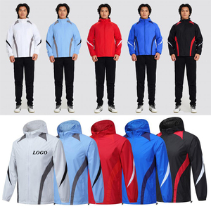 Vêtements de sport pour hommes, tenue de sport de plein air, logo brodé, survêtement pour hommes, 2 pièces, capuche, tenue de sport décontractée - Product Image 3