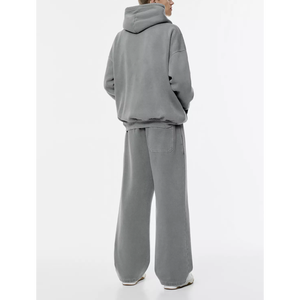 Sudadera con Capucha Extra Grande para Hombre, Lavada al Ácido, de Alta Calidad, con Bolsillos con Ribete, Pantalones Deportivos, Cuello con Capucha, Logotipo Personalizado, Felpa de Algodón - Product Image 5