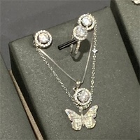 Parure de bijoux de mariage en argent sterling 925, collier, boucles d'oreilles et bagues, avec diamants et zircons, collection très prisée