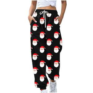 Frosty Christmas Sweatpants Mujeres Trendy Winter Fit Cordón Christmas Sweatpants Poliéster Soft Premium - Product Image 1