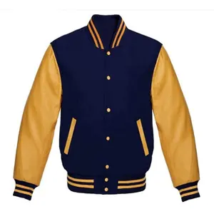 OEM Wool Fabric Letterman varsity jacket\ Quick Dry Leather Sleeve Embroidery LOGO Varsity Jacket For Men`s