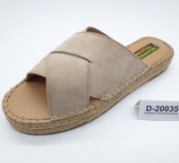 Espadrilles en cuir pour femmes, sandales à talons compensés, sandales à corde cousue, sandales en cuir pur à bride croisée, sandales en cuir suédé