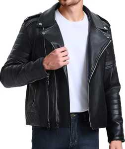Veste en cuir classique pour homme, vestes de motard en cuir PU, style élégant, fermeture éclair asymétrique, qualité supérieure - Product Image 5