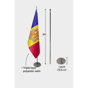 Drapeau d'intérieur personnalisé d'Andorre, fanion officiel imprimé numériquement en satin, nylon, soie, graphiques en aluminium, automobile, assurance, éducation - Product Image 6