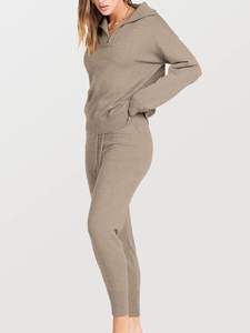Conjuntos de Dos Piezas para Mujer, a la Moda 2024, Pantalones Deportivos de Manga Larga con Media Cremallera y Transpirables, 100% Algodón para Invierno - Product Image 3