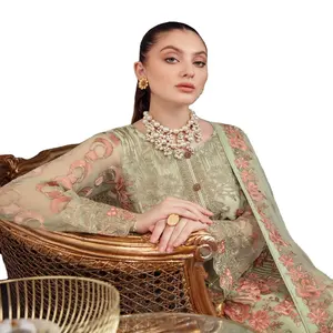 Ramsha ผ้าชีฟองปักลาย3ชิ้นหรูหราสำหรับงานแต่งงานวอลลุ่ม5ชิ้นสไตล์อินเดีย/ปากีสถาน - Product Image 1