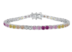 Pulsera de tenis de lujo con corte princesa, colorida y radiante, de plata de ley 925 con moissanita, estilo Hip Hop - Product Image 2