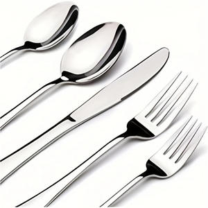 Featured Design Stainless Steel <b>Flatware</b> <b>Set</b> with 5 Pieces Perfect for Kitchenware Hotel Tableware Accessories Mirrored Steel - Product Image 3