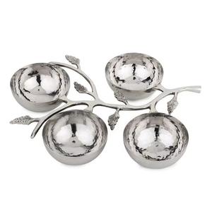 Platos y cuencos de acero inoxidable de calidad atractiva, centros de mesa de plata con hojas, cuencos de frutas, artículos martillados - Product Image 1