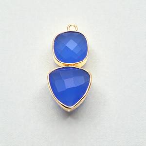 Chalcedonia Azul de 10 mm con Engaste de Bisel en Plata 925 - Dije de Piedra Preciosa Azul para DIY - Colgante para Fabricación de Joyas - Product Image 1