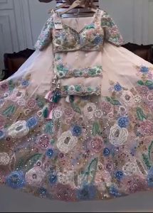 Lehenga choli เสื้อผ้าอินเดีย patta อินเดียปักเลื่อมกระจกจริงที่สง่างามสำหรับผู้หญิง - Product Image 2