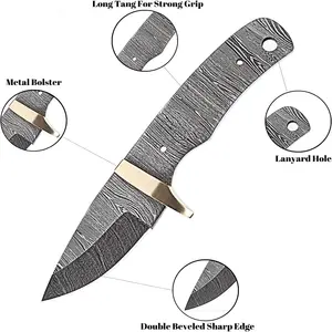 Damascus steel Blade blanks wholesale Full tang with leather sheath Damascus Forged Blank Blade Full Tang Blank Blade