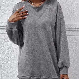 T-shirt à manches longues pour femme, taille grande, style 2025, tendance, décontracté, élégant, col en pile, décoration avec logo, tissu jersey - Product Image 1