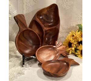 Bols de récipients en bois en forme de fruits vintage bol de service en bois ananas bol de service en bois avec ensemble de serveur à la main et à la vente - Product Image 1