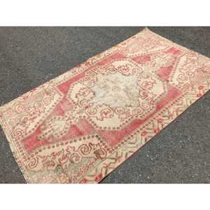 4.2x7.2 ft Vintage Rug, <b>Red</b> Animal Print Turkish <b>Wool</b> Rug - Product Image 2